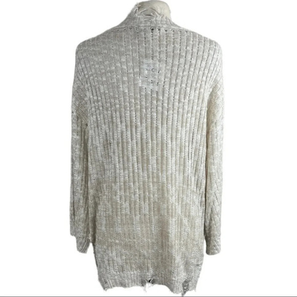 Davi & Dani y2k distressed frayed ripped v neck sweater cream oatmeal - Picture 5 of 9